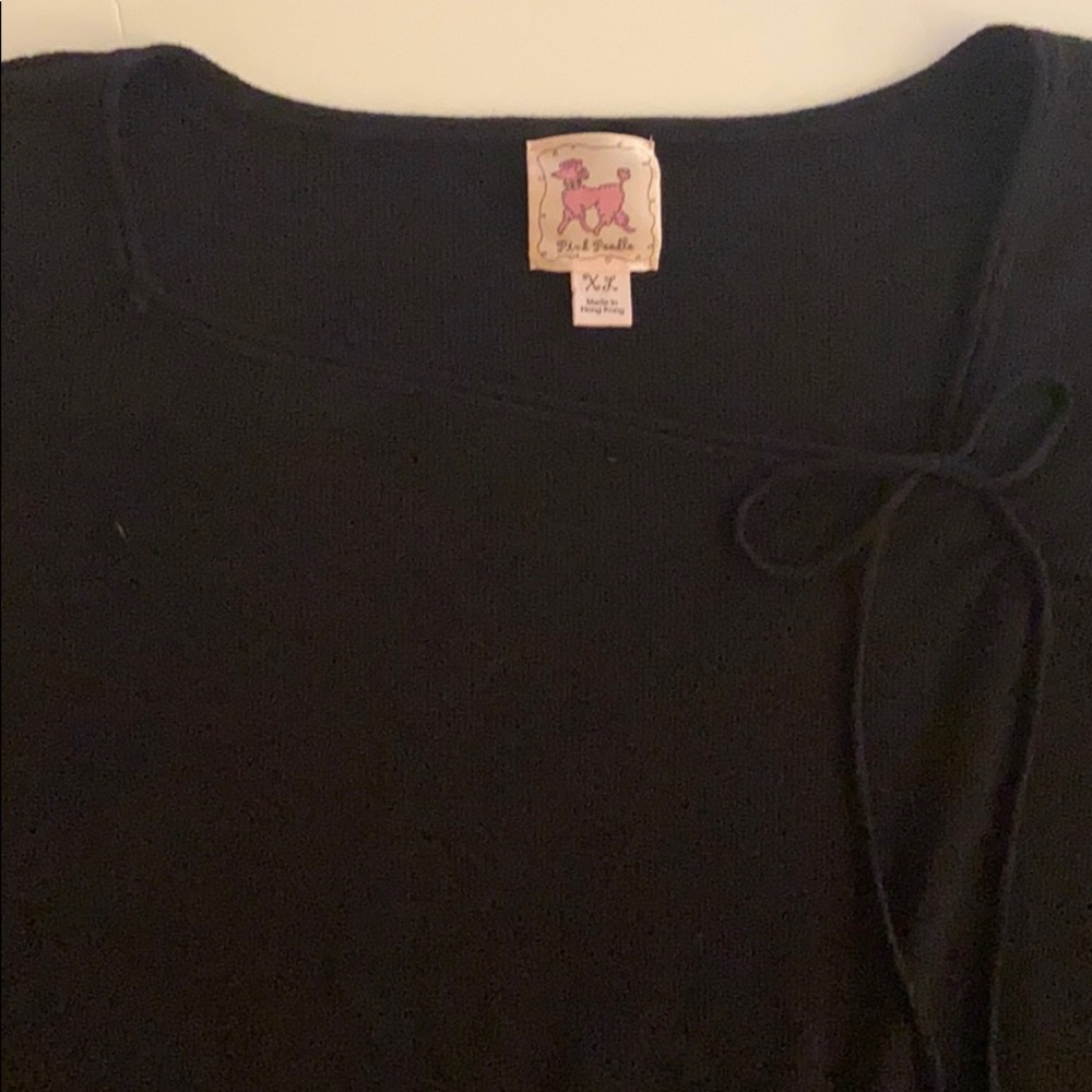 PINK LADY sweater w/bow and asymmetrical neckline